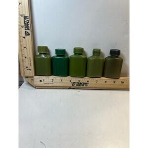 Vintage Green Plastic Utility Bottles Small Storage Containers Set of 5